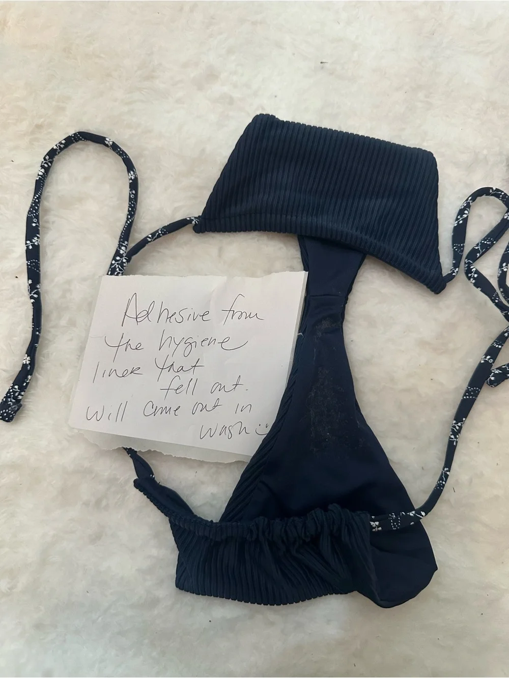 New! Frankie's Bikinis Navy Blue Tia Ribbed String Bikini Bottom 39320